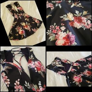 Flower dress, open back.